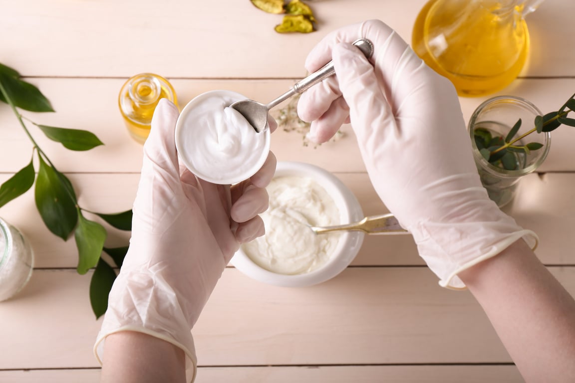 Beautician Preparing Natural Cosmetics, Closeup